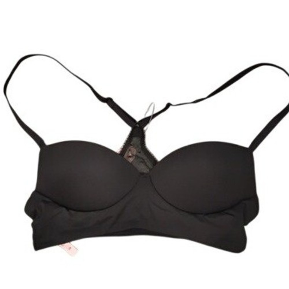 DOBREVA Black Racerback Bralette Front Closure Lace Back Padded Bra SF220220 XS‎